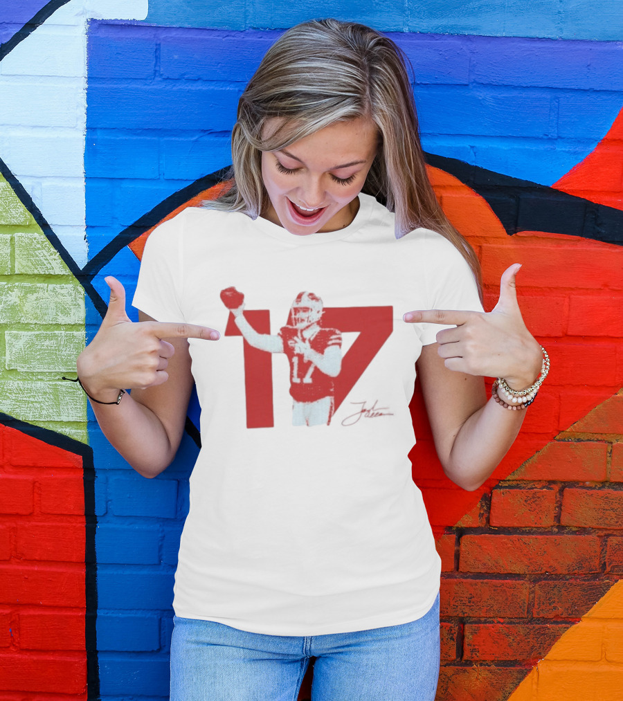 Josh Allen Buffalo Bills Number 17 Football Action T-Shirt