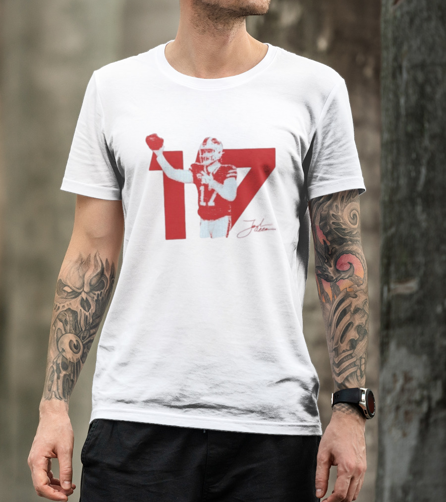 Josh Allen Buffalo Bills Number 17 Football Action T-Shirt