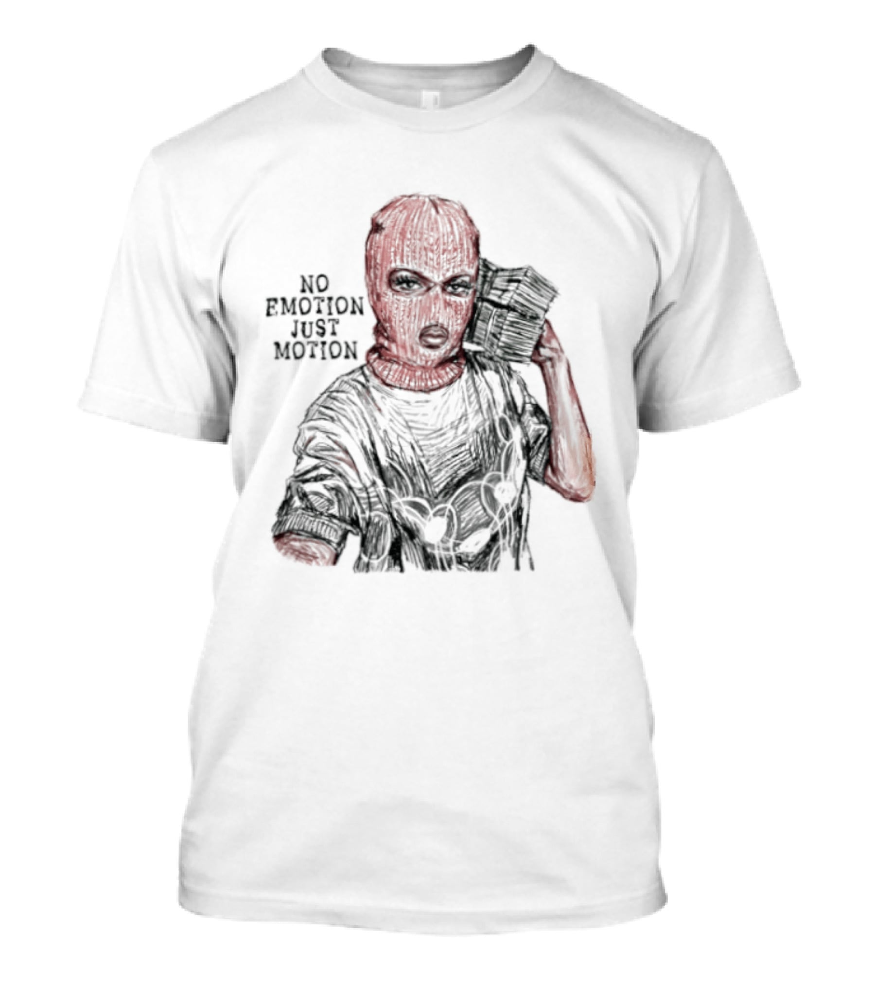 No Emotion Just Motion Balaclava Money Stacks T-Shirt