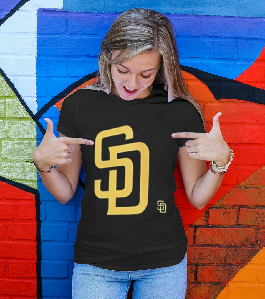 San Diego Padres SD Logo Cartoon 2 Sided T-Shirt