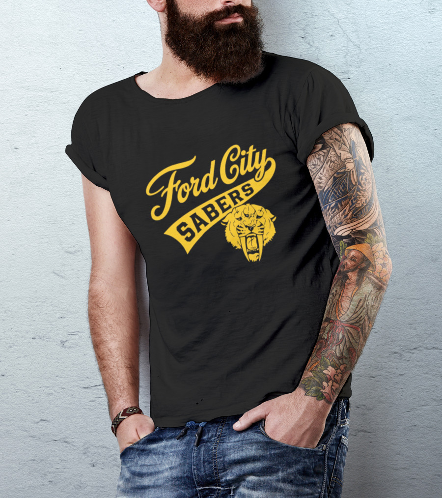 Ford City Sabers Yellow Lion T-Shirt