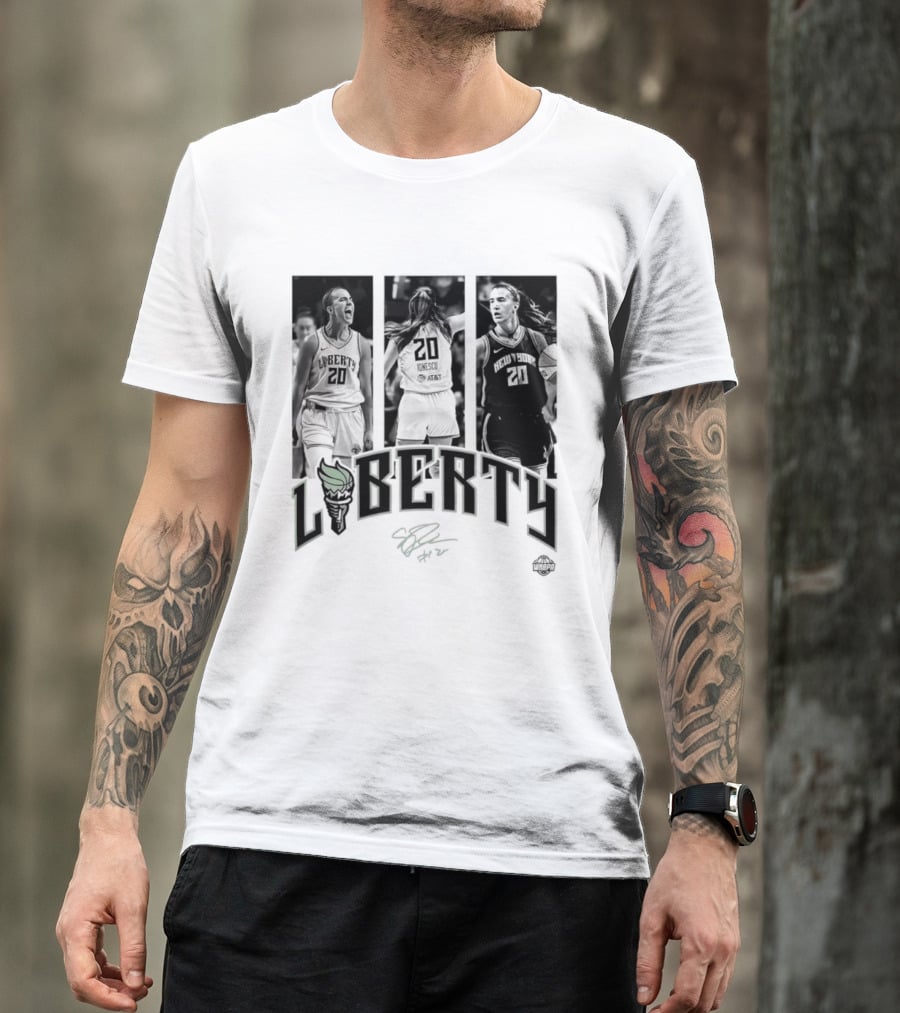 Sabrina Ionescu Liberty WNBA Player Collage Signature T-Shirt