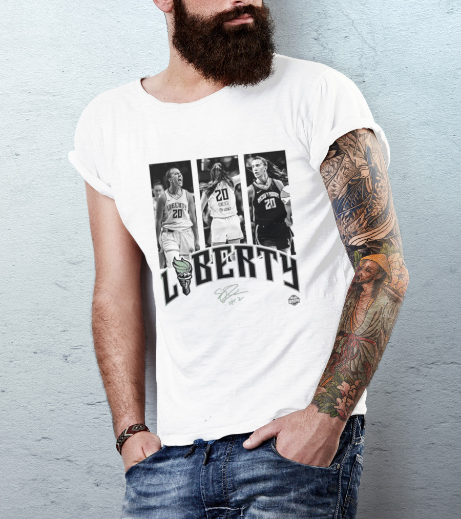 Sabrina Ionescu Liberty WNBA Player Collage Signature T-Shirt