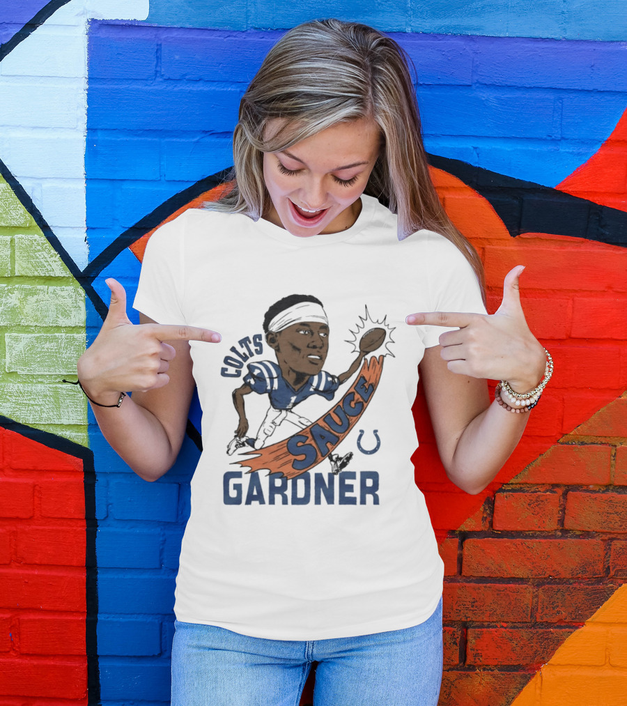 Colts Sauce Gardner Indianapolis Football Player Caricature T-Shirt