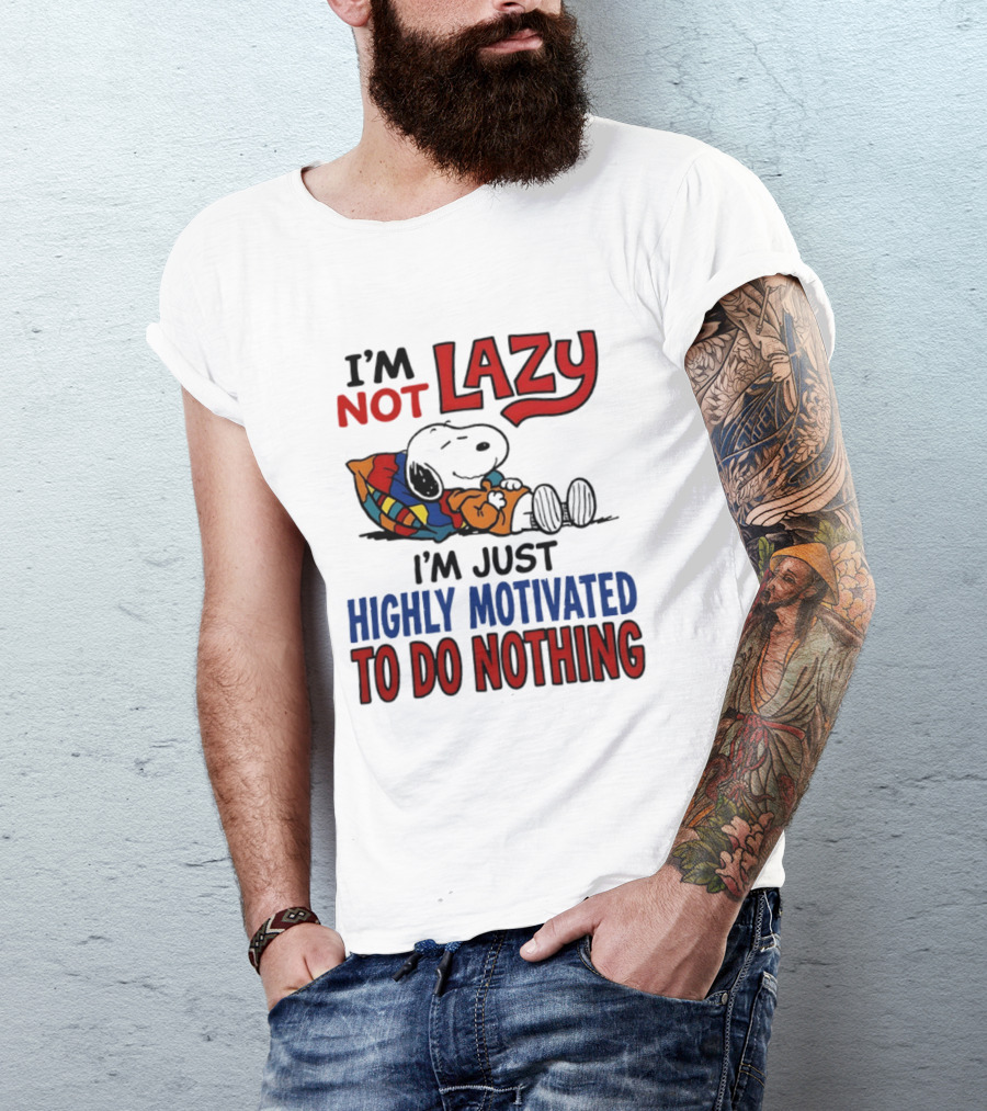 Snoopy I'm Not Lazy I'm Just Highly Motivated To Do Nothing Peanuts Classic Relaxation T-Shirt