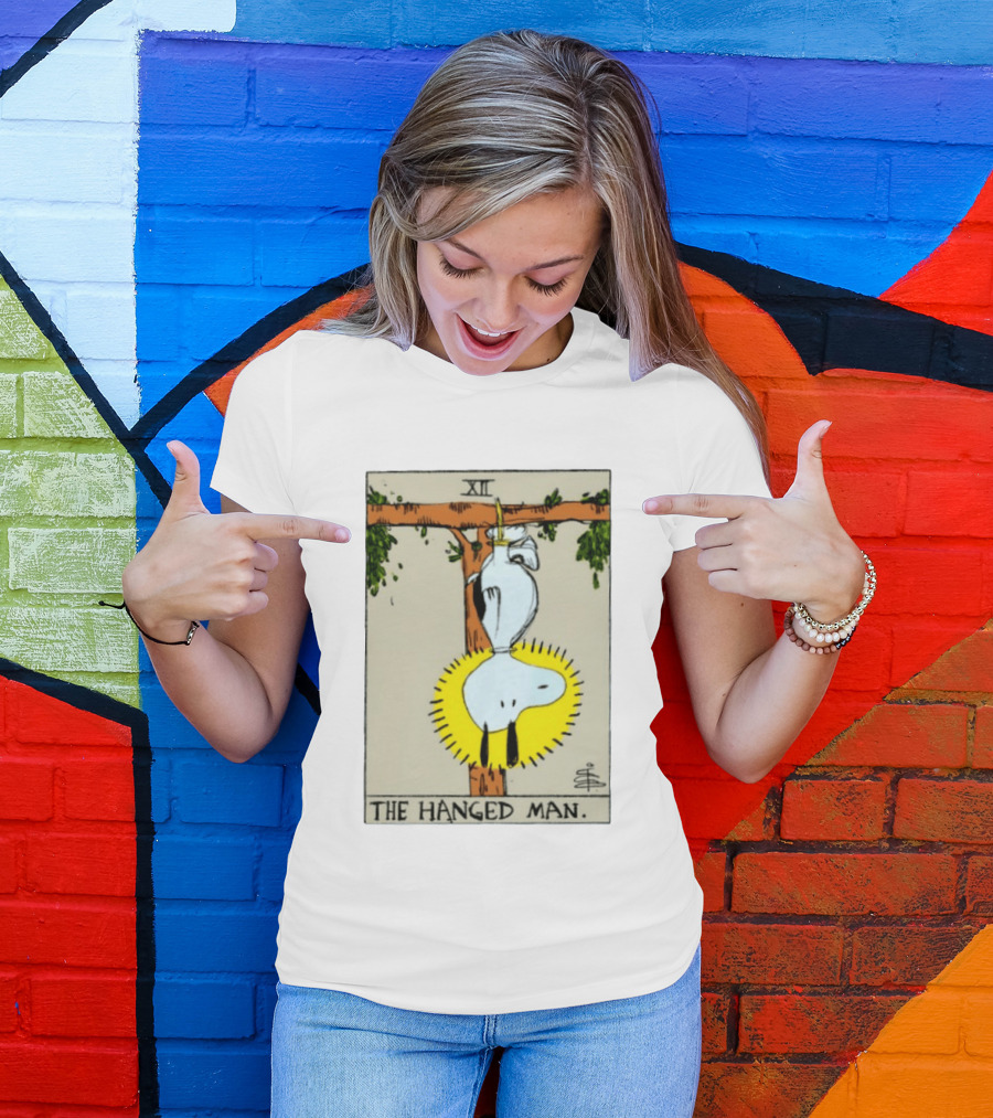 Snoopy The Hanged Man Tarot Card XII Peanuts T-Shirt