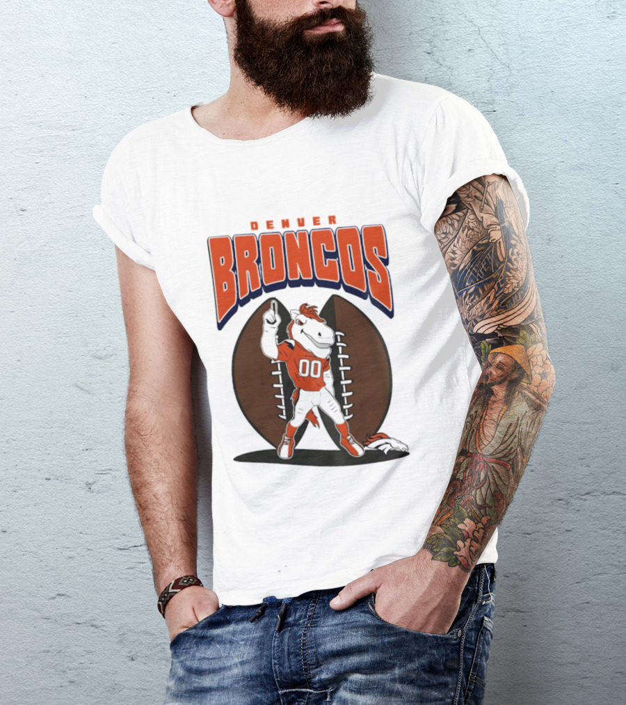 Denver Broncos 2026 Mascot Miles And Football T-Shirt