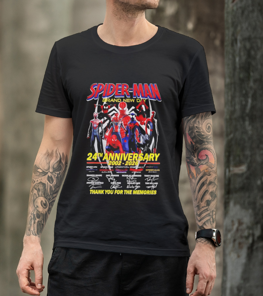 Spider Man Brand New Day 24th Anniversary 2002 2026 Thank You For The Memories T-Shirt
