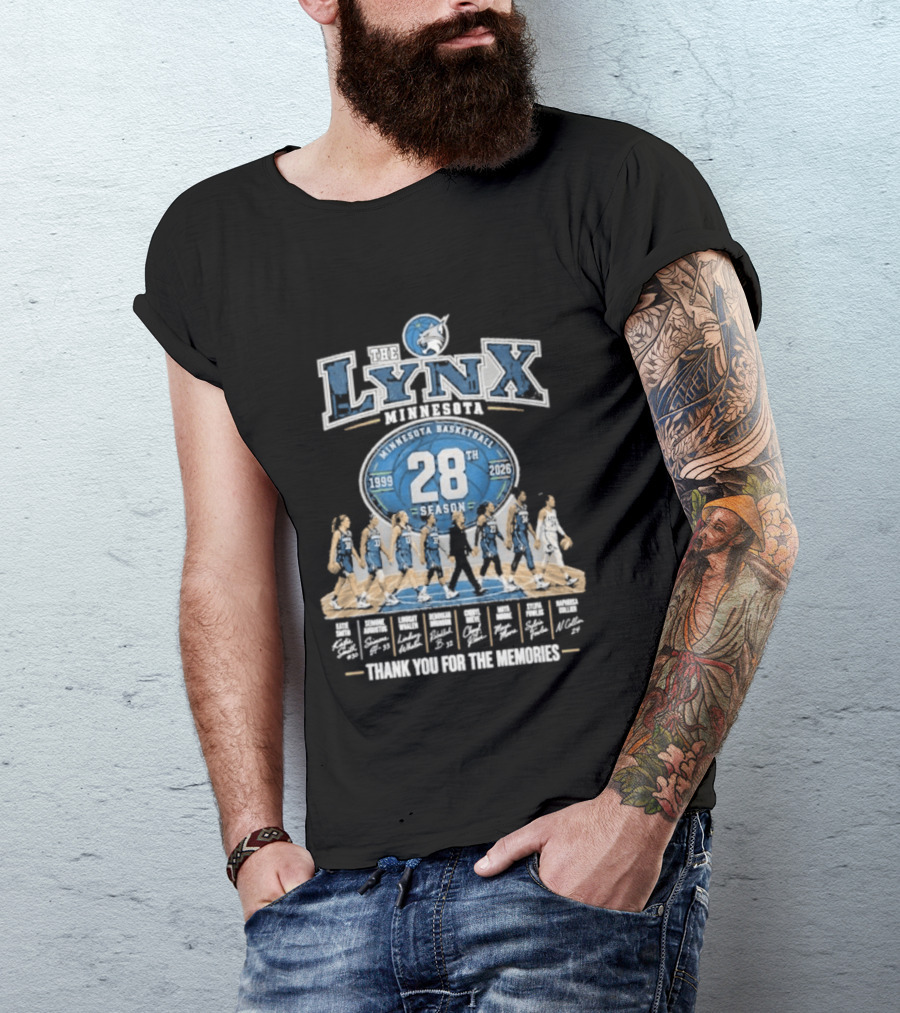 The Lynx Minnesota Basketball 28th Season 1999 2026 Thank You For The Memories Legend Player T-Shirt