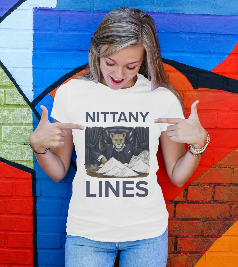 Nittany Lines Penn State Nittany Lions Lion In Suit With Money And White Powder T-Shirt