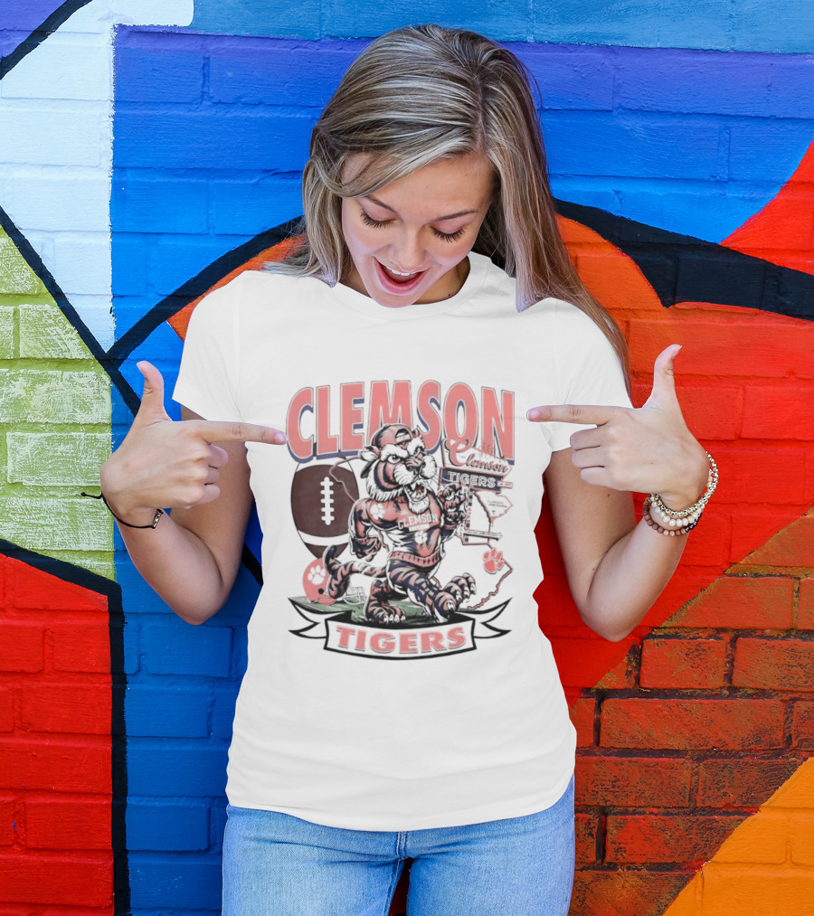 Clemson Tigers Football NCAA Cartoon T-Shirt