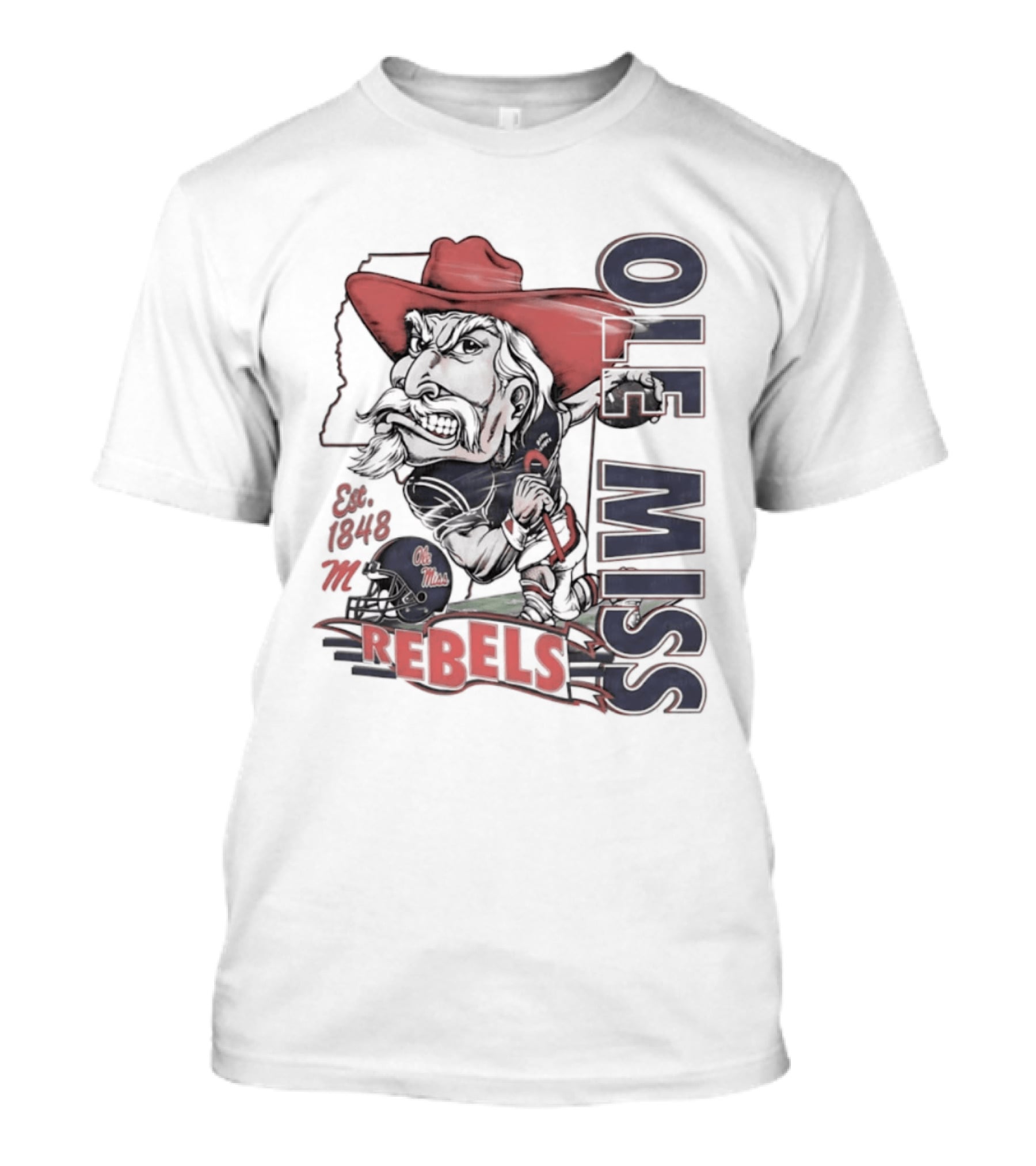 Ole Miss Rebels Est 1848 Vintage Colonel Reb NCAA Football T-Shirt