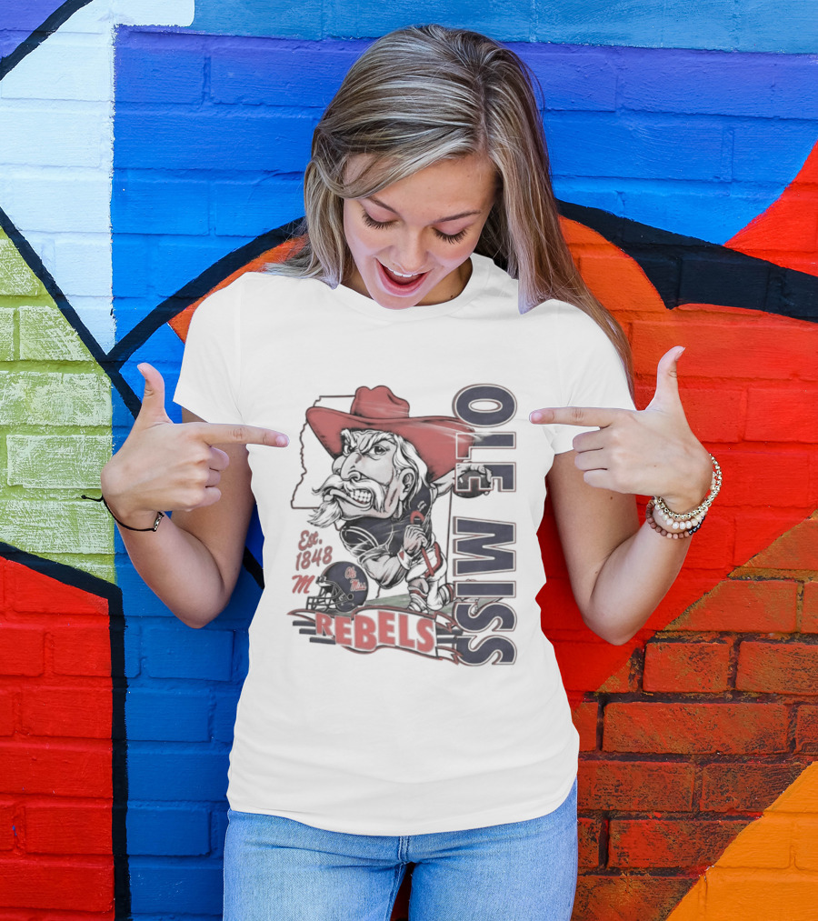 Ole Miss Rebels Est 1848 Vintage Colonel Reb NCAA Football T-Shirt