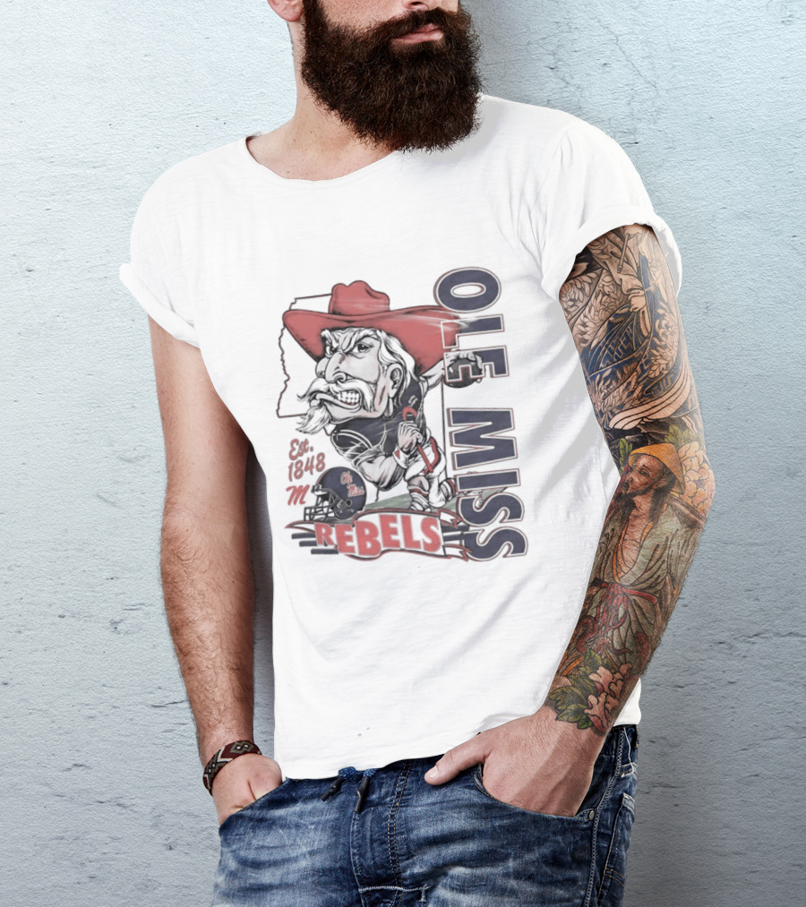 Ole Miss Rebels Est 1848 Vintage Colonel Reb NCAA Football T-Shirt