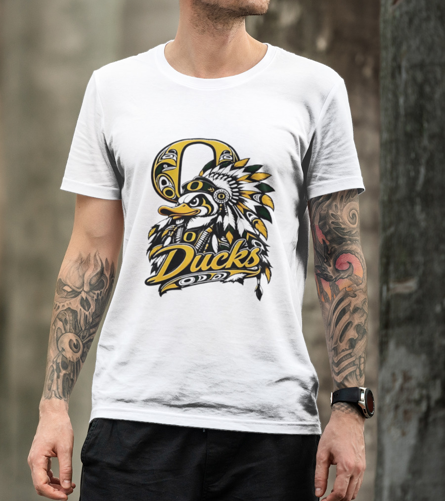 Oregon Ducks Native American Headdress Tribal T-Shirt