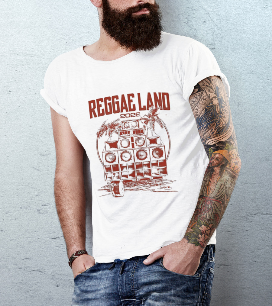Reggae Land 2026 Soundsystem Palm Trees Stack T-Shirt