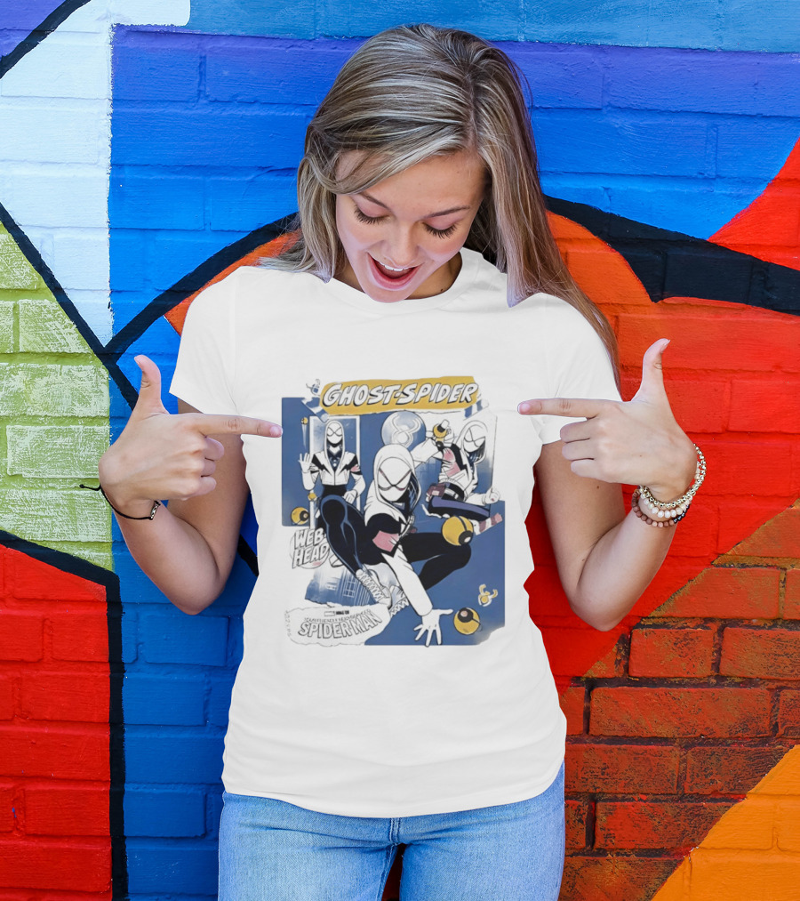 Ghost Spider Web Head Spider Man T-Shirt