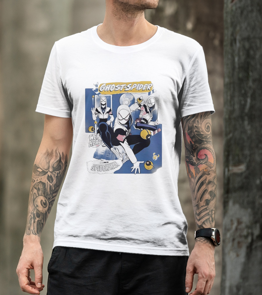 Ghost Spider Web Head Spider Man T-Shirt