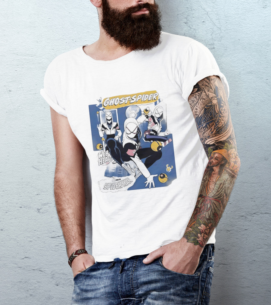 Ghost Spider Web Head Spider Man T-Shirt