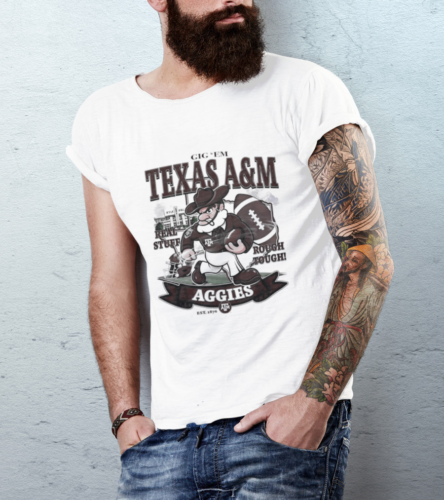Texas A&M Aggies Gig 'Em Real Stuff Rough Tough T-Shirt