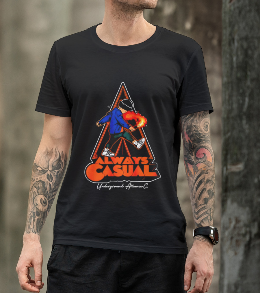 Always Casual Underground Alliance C Youth Flare Fire Backpack Street T-Shirt