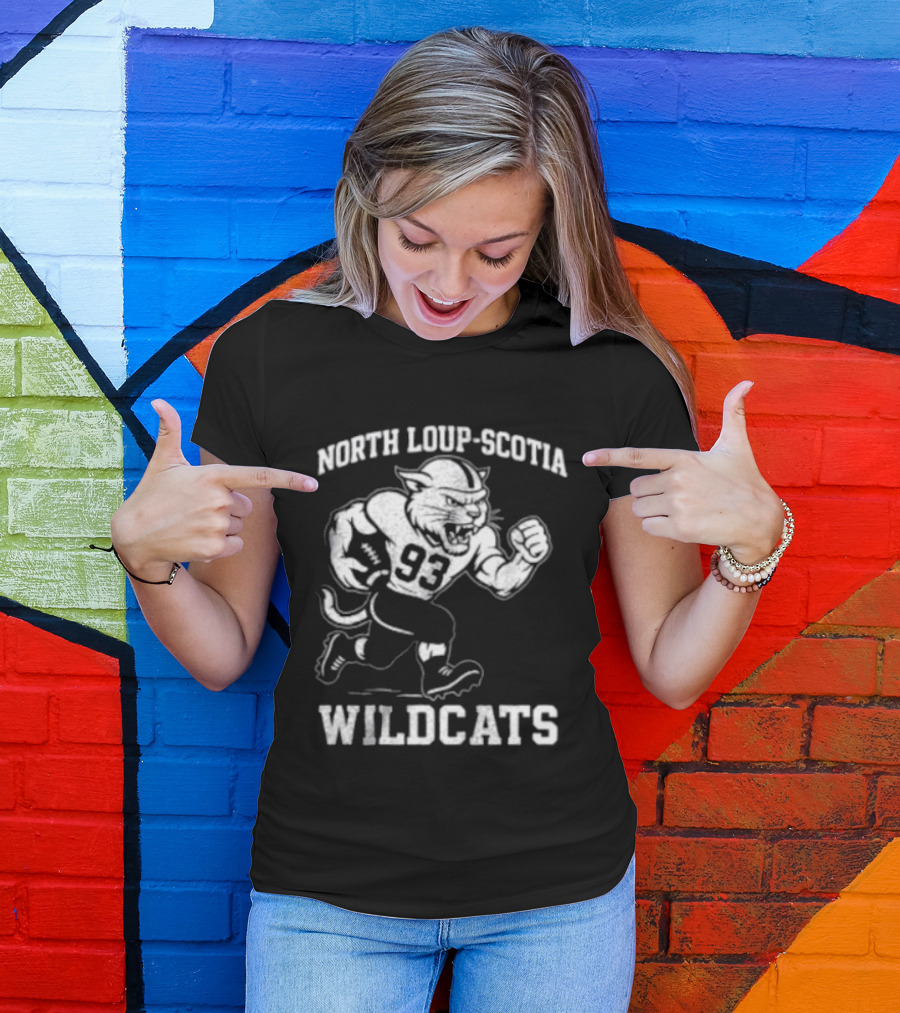 North Loup Scotia Wildcats 93 Football Player T-Shirt