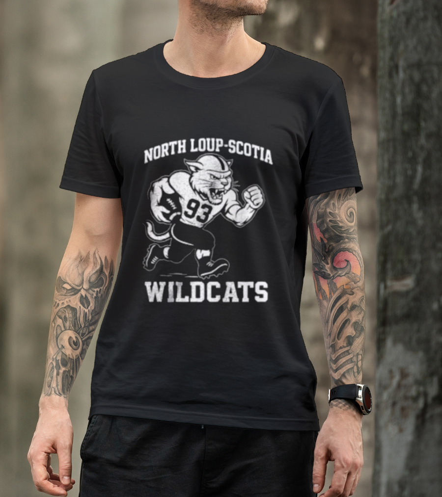 North Loup Scotia Wildcats 93 Football Player T-Shirt