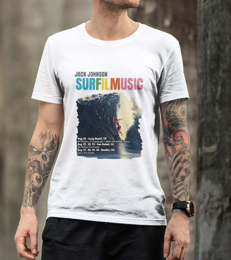 Jack Johnson Surf Film Music Long Beach Art Theatre Aug 23 2026 T-Shirt