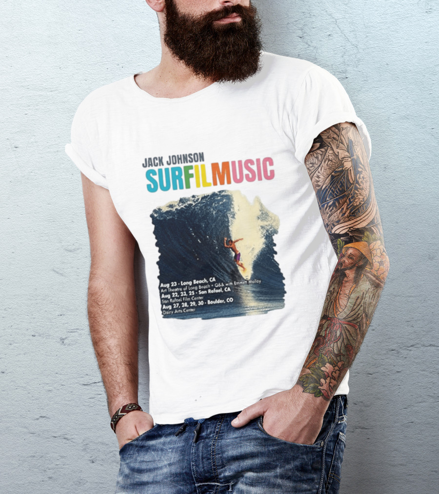 Jack Johnson Surf Film Music Long Beach Art Theatre Aug 23 2026 T-Shirt