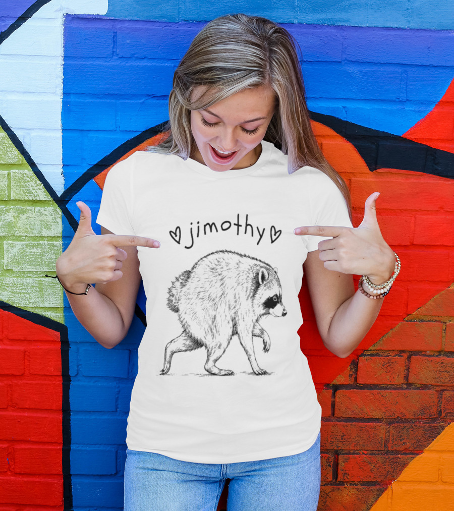 Jimothy Raccoon With Hearts Woodland Animal T-Shirt