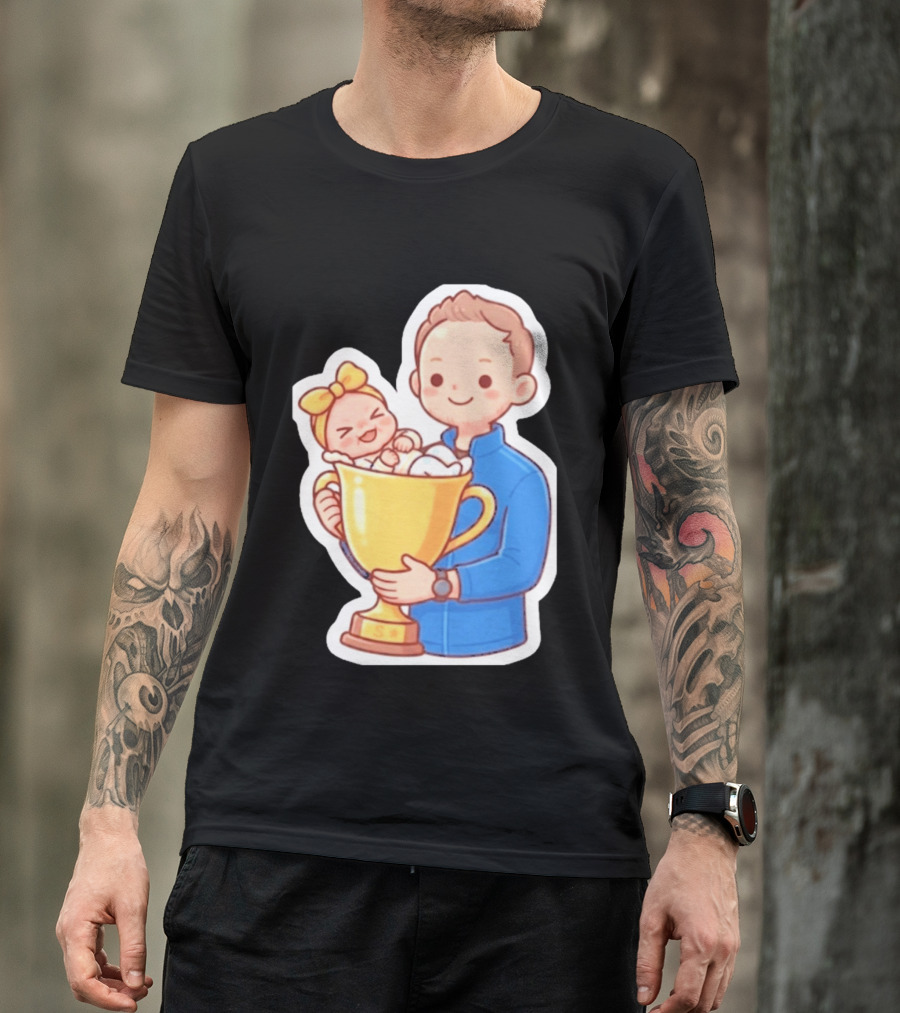 My Greatest Trophy Dad Holding Baby In Golden Cup T-Shirt