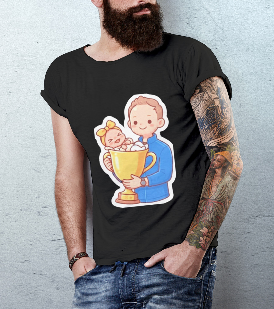 My Greatest Trophy Dad Holding Baby In Golden Cup T-Shirt