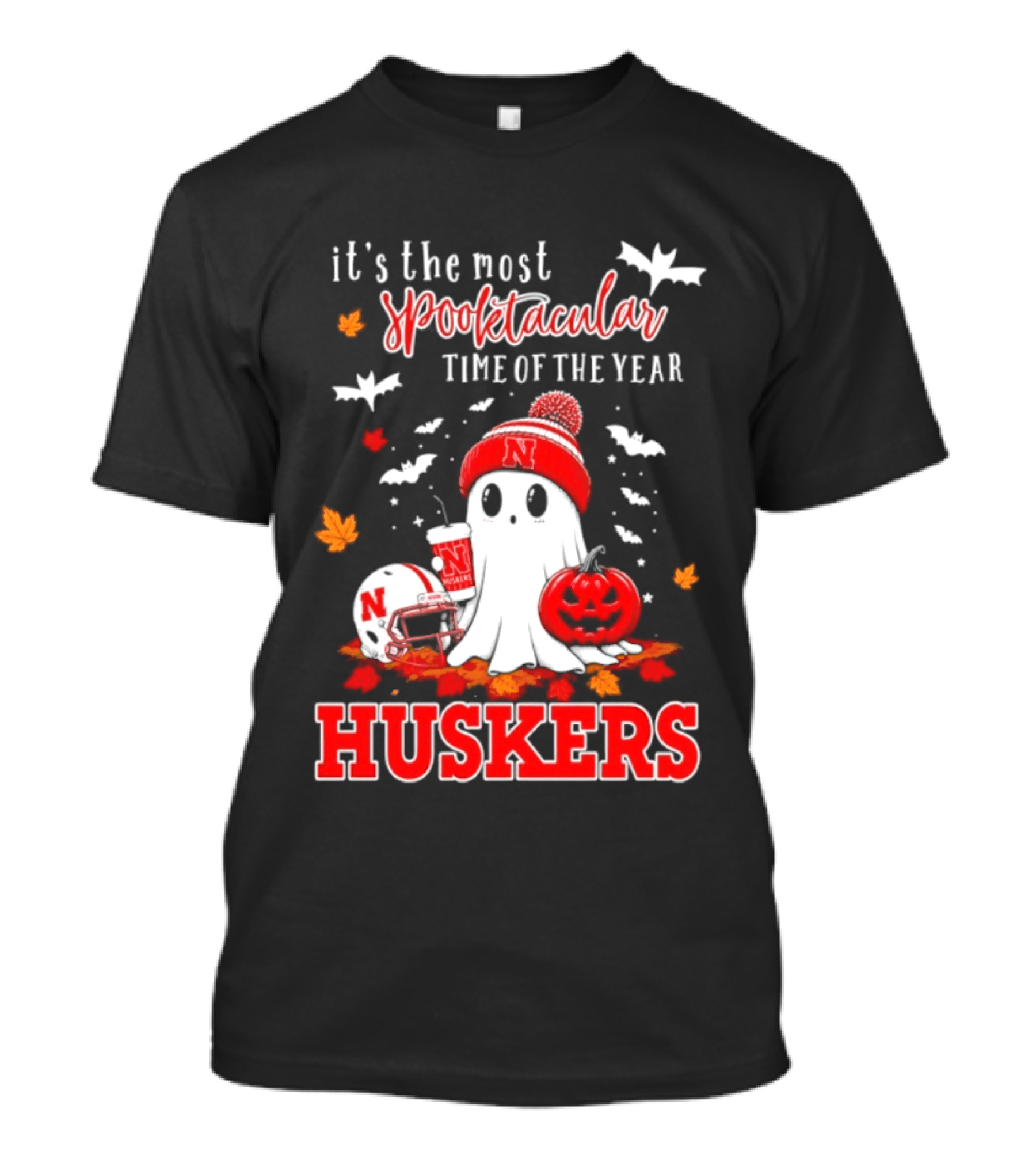 Nebraska Cornhuskers Spooktacular Halloween Ghost Huskers Football Time 2026 T-Shirt