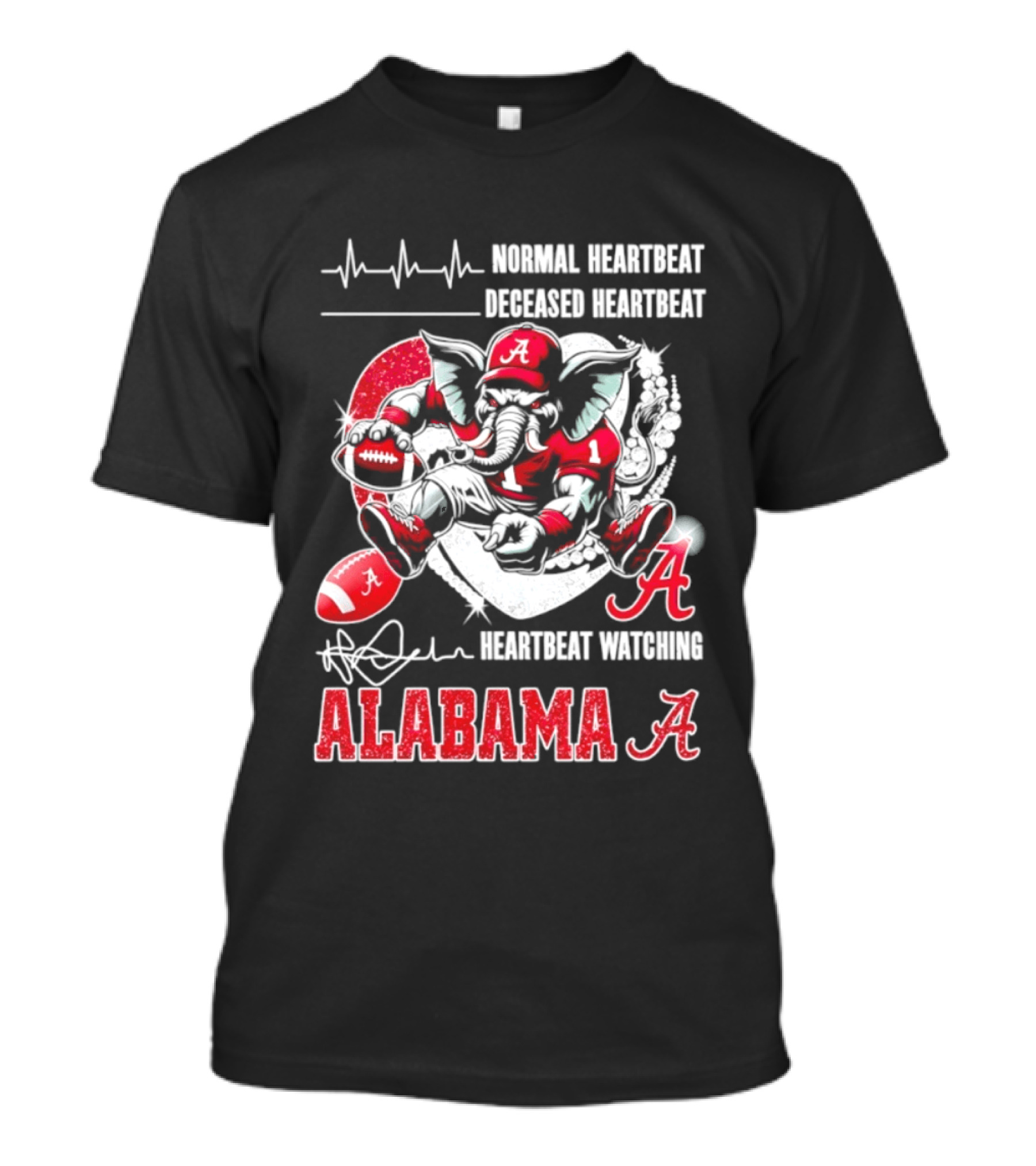 Alabama Crimson Tide Heartbeat Ing Football Fan Spirit T-Shirt