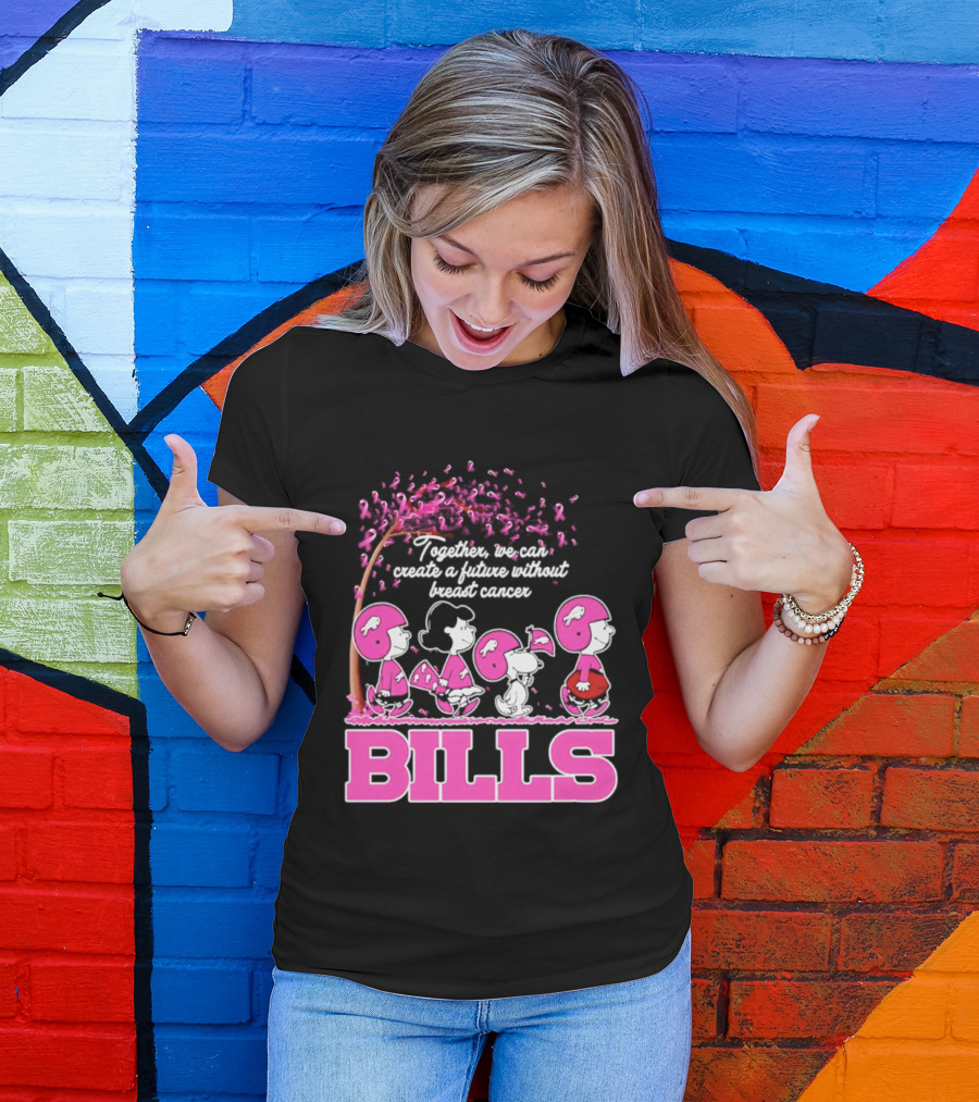 Peanuts Buffalo Bills Together We Can Create A Future Without Breast Cancer T-Shirt
