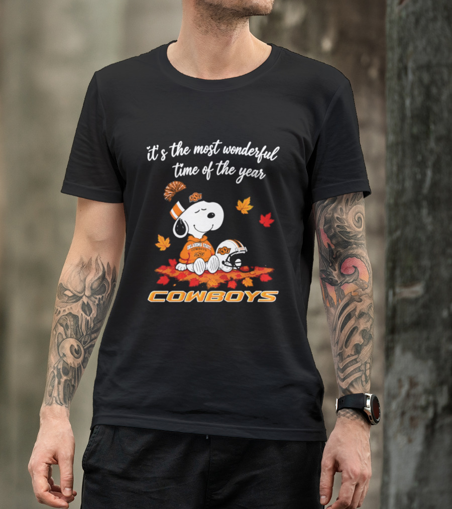 Snoopy Oklahoma State Cowboys It's The Most Wonderful Time Of The Year Halloween 2026 T-Shirt