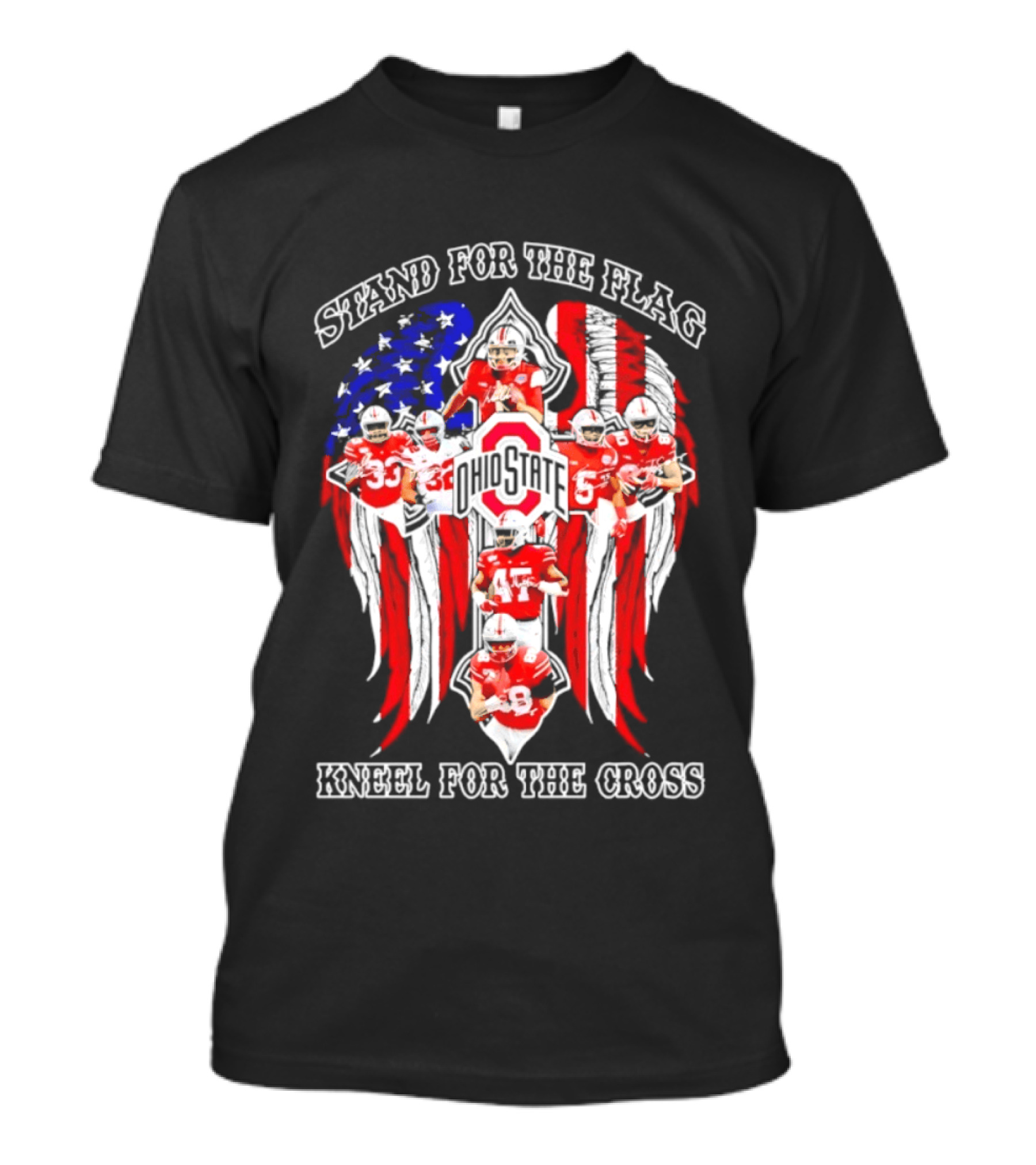 Stand For The Flag Kneel For The Cross Ohio State Buckeyes NCAA Football T-Shirt