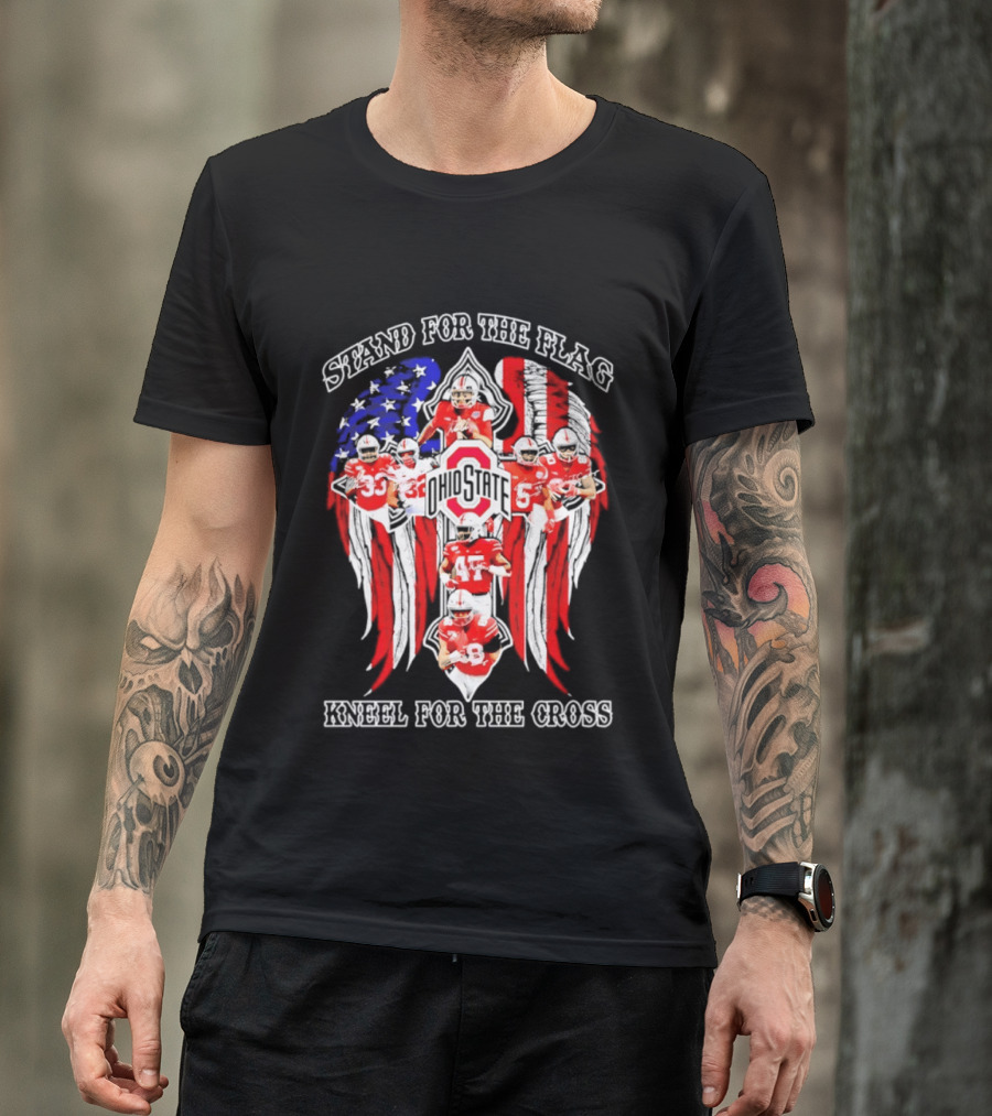 Stand For The Flag Kneel For The Cross Ohio State Buckeyes NCAA Football T-Shirt