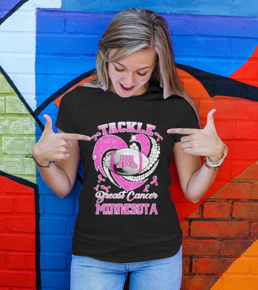 Pink Ribbon Tackle Breast Cancer Minnesota Football T-Shirt
