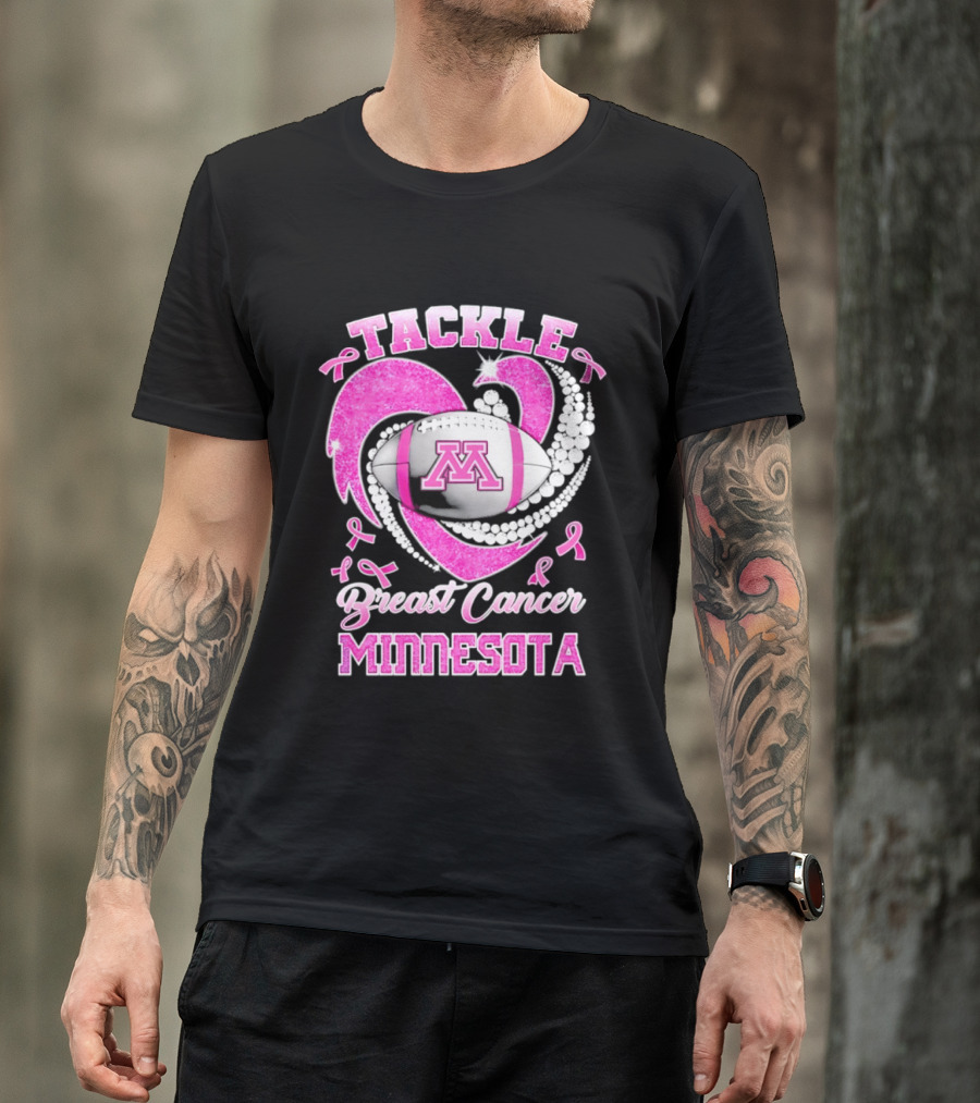 Pink Ribbon Tackle Breast Cancer Minnesota Football T-Shirt