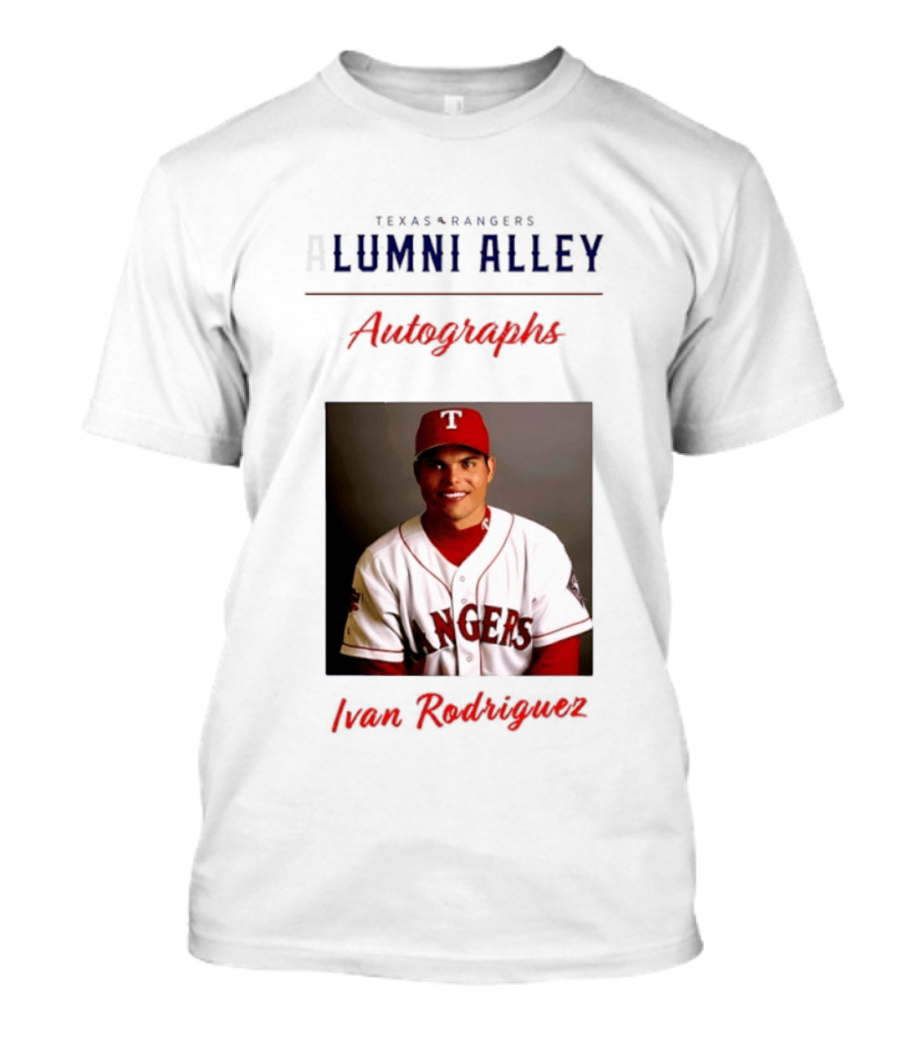 Texas Rangers Alumni Alley Ivan Rodriguez Autographs T-Shirt
