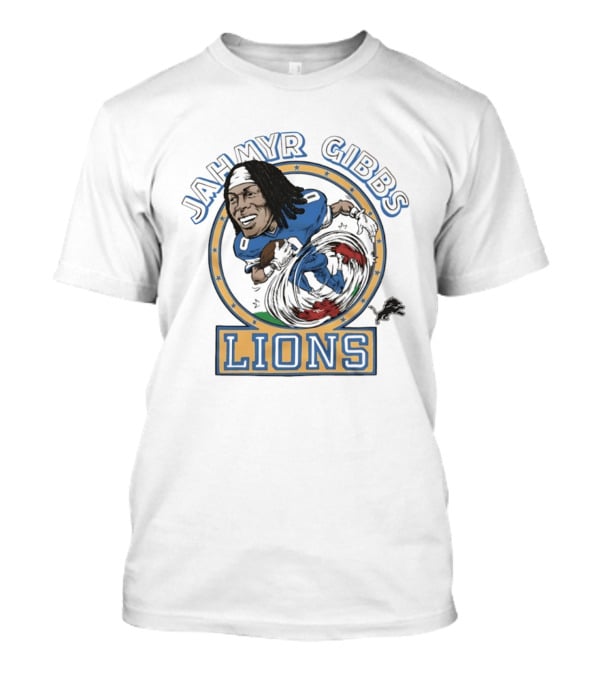 Jahmyr Gibbs Lions Football Caricature T-Shirt