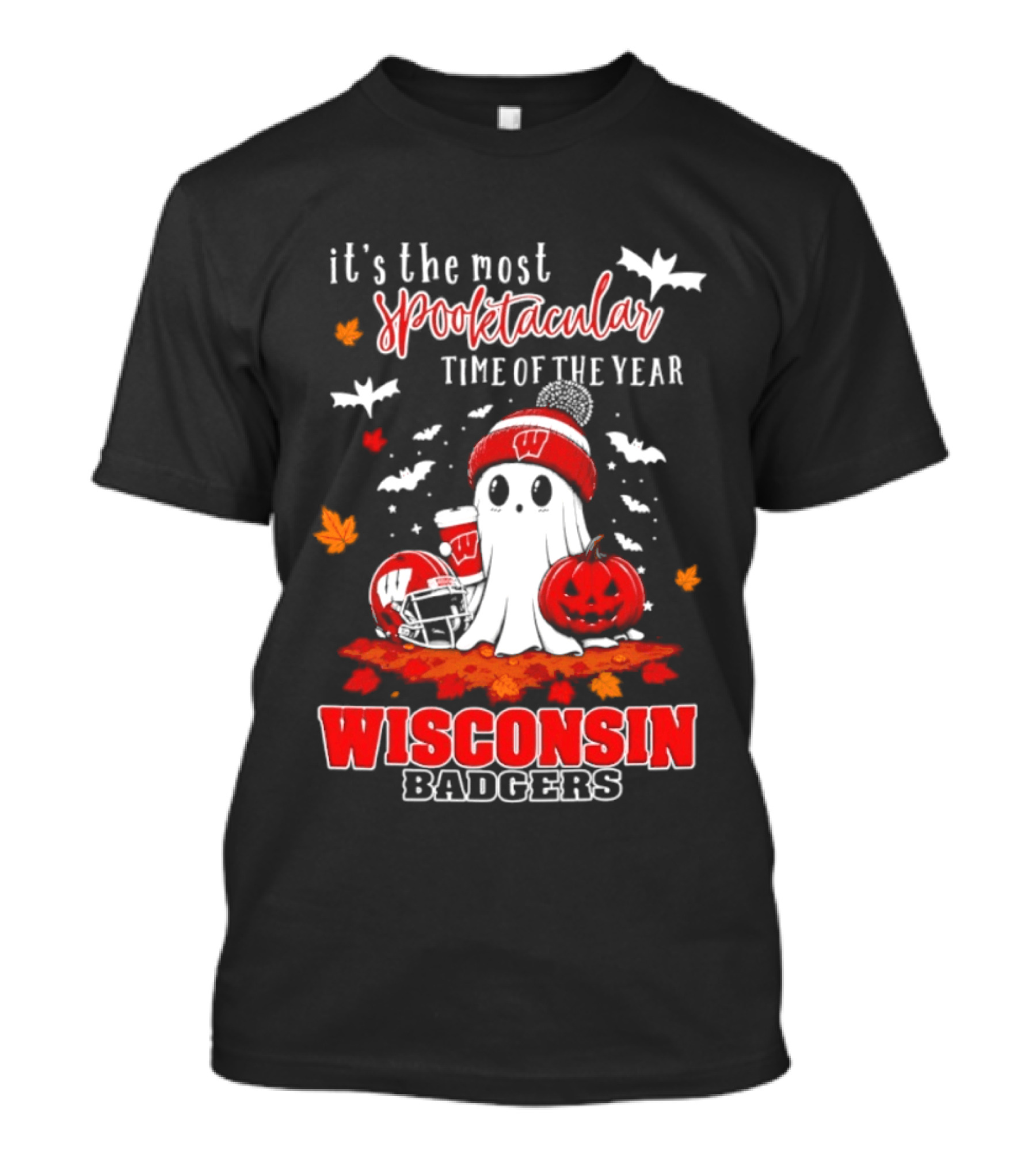 Wisconsin Badgers NCAA Halloween Ghost 2026 It's The Most Spooktacular Time Of The Year T-Shirt