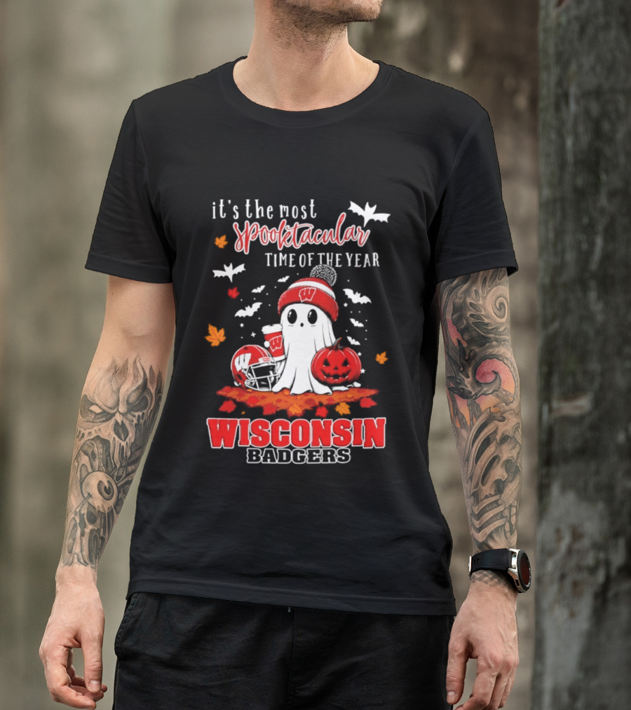 Wisconsin Badgers NCAA Halloween Ghost 2026 It's The Most Spooktacular Time Of The Year T-Shirt