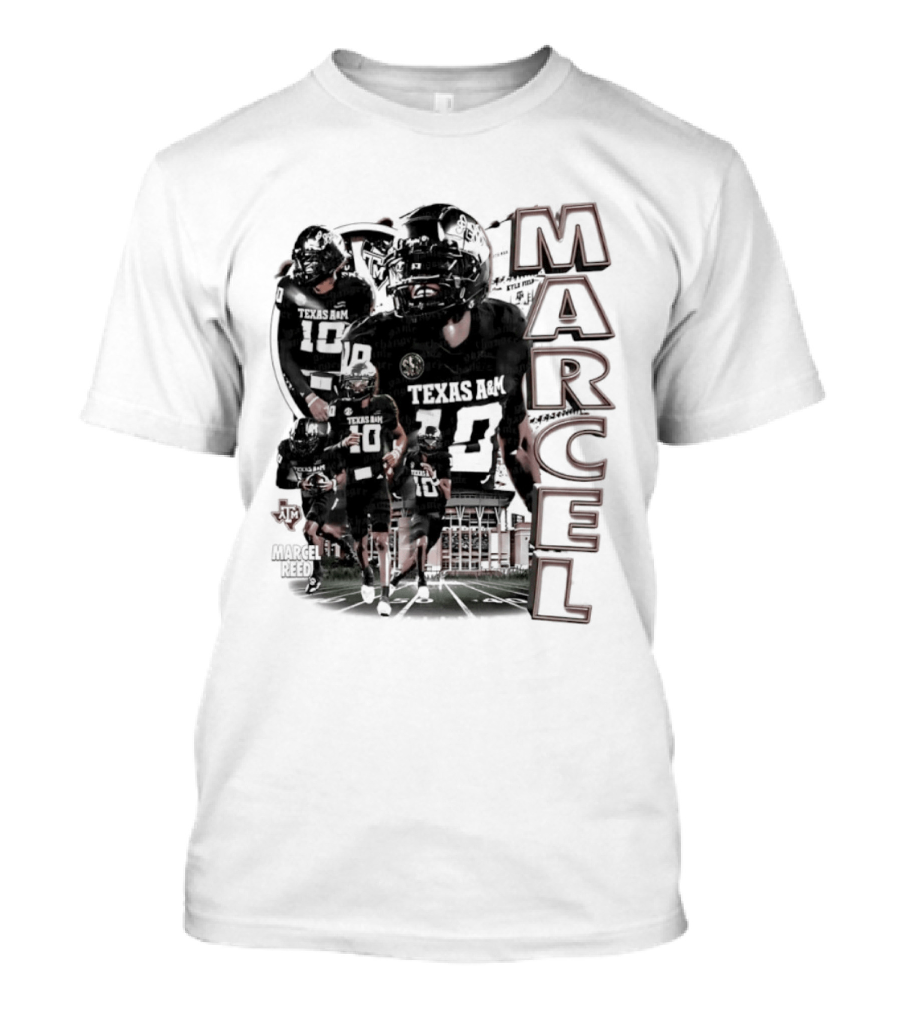 Marcel Reed Texas A&M NCAA Football 10 Aggies Player Collage T-Shirt