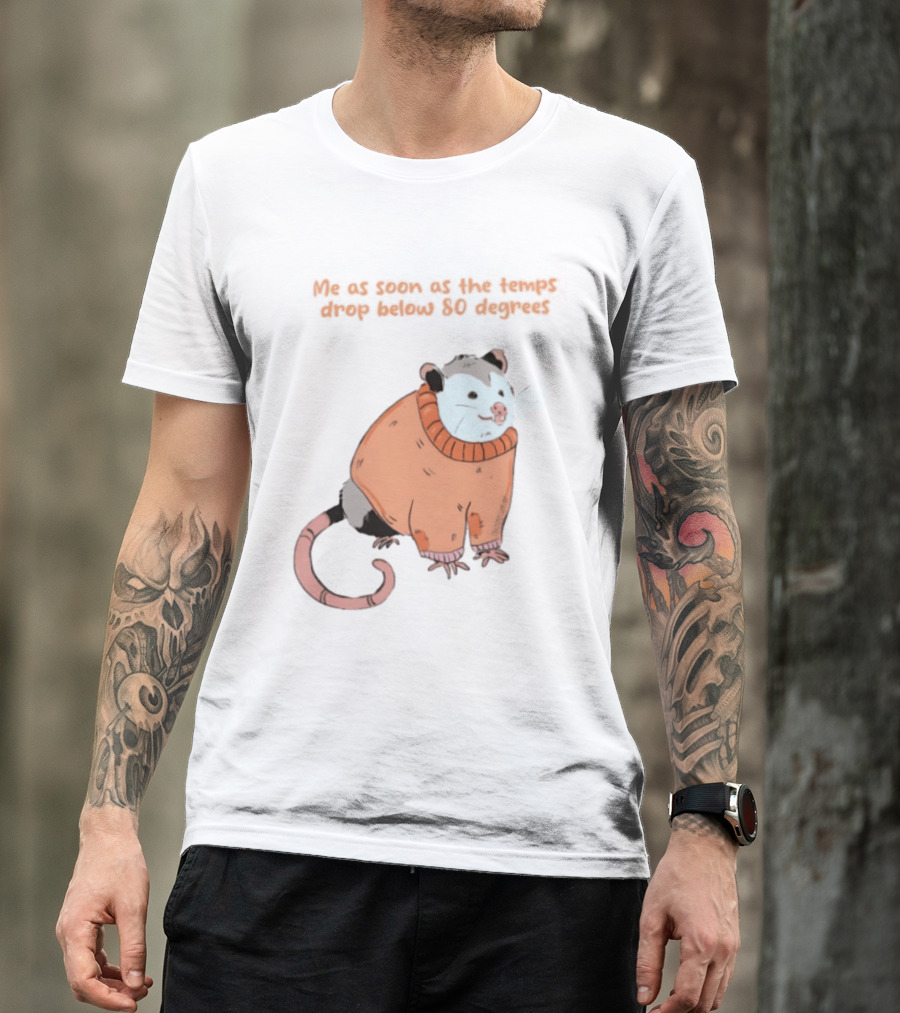 Opossum Cozy Sweater Temps Below 80 Degrees T-Shirt