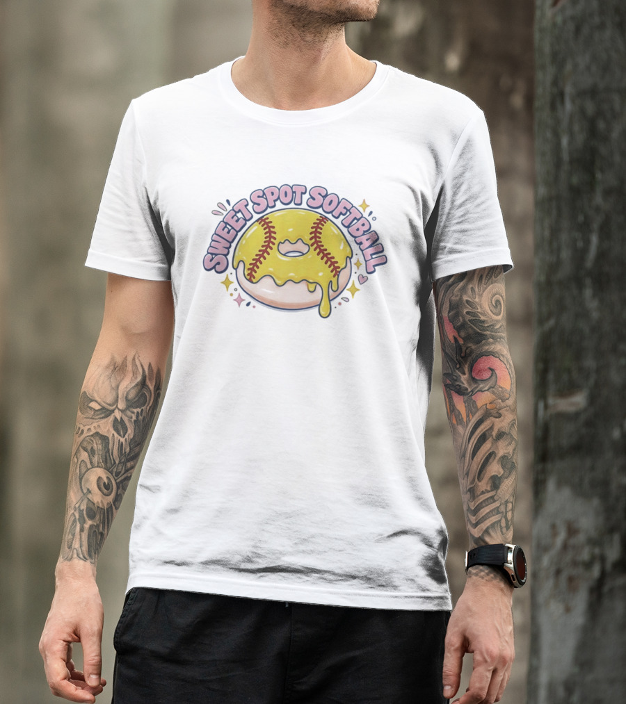 Sweet Spot Softball Donut Yellow Dripping Icing T-Shirt