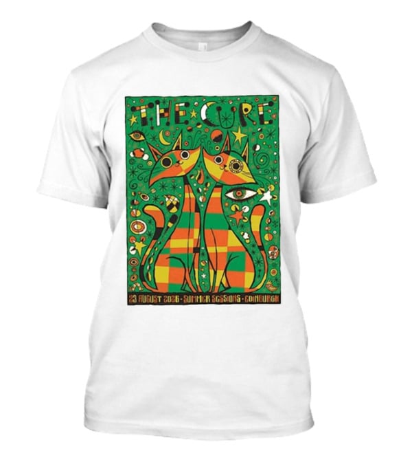 The Cure Summer Sessions Edinburgh August 2026 Two Cats Psychedelic T-Shirt