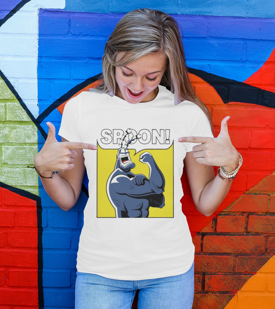Spoon Mighty Hero Cartoon Catchphrase T-Shirt