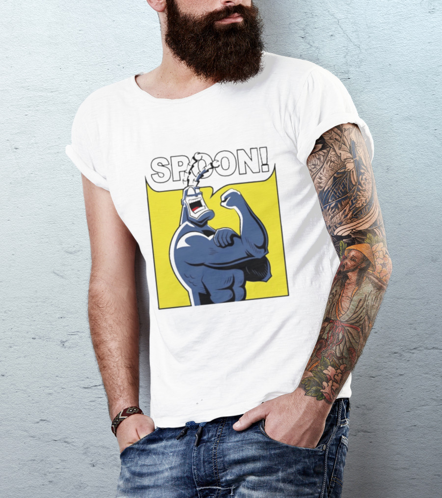 Spoon Mighty Hero Cartoon Catchphrase T-Shirt